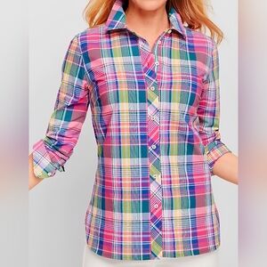 NWOT Talbots Madras Classic Cotton Shirt | Plaid Button-Up Top | Timeless Style